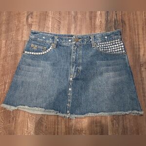 Marc Jacobs Embellished Playful Denim Mini Skirt Size 10 Y2K